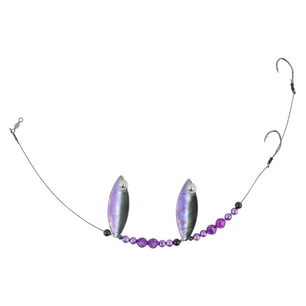 Eye-Fish Premium Double Willow Blade Worm Harness color Iris - Silver Back