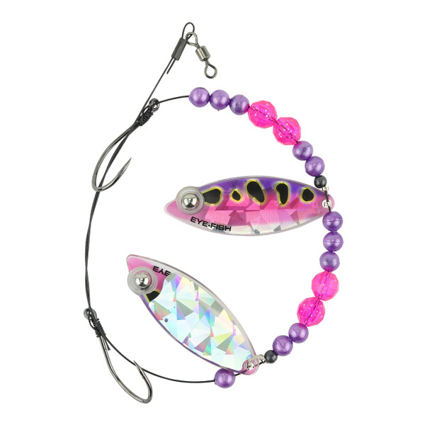 Eye-Fish Premium Double Willow Blade Worm Harness color Pink Frog - Silver Back