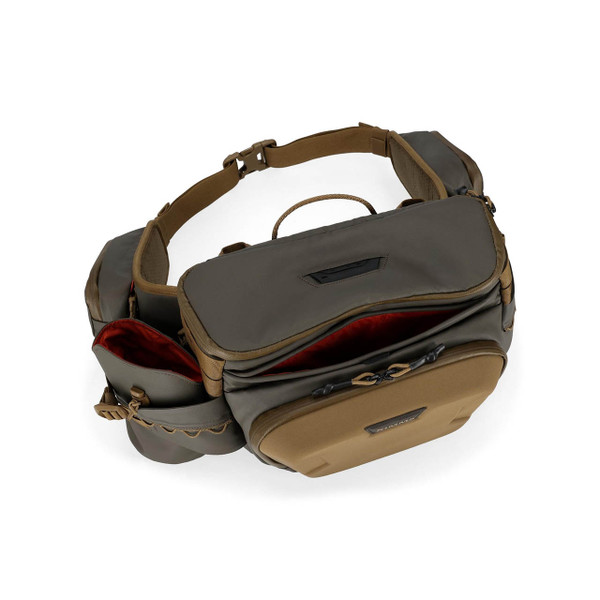 Simms Headwaters Hip Pack color Hickory top closed and waist belt