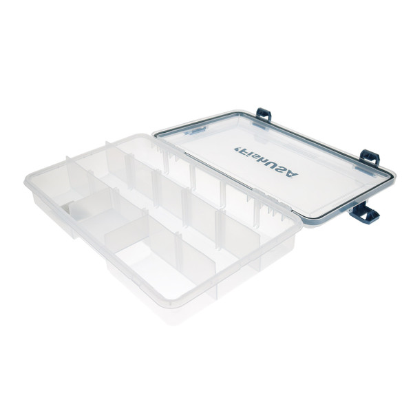 FishUSA Flagship Medium Waterproof Tackle Box open all the way