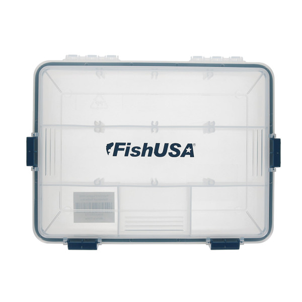 FishUSA Flagship Small Waterproof Tackle Box top closed from above