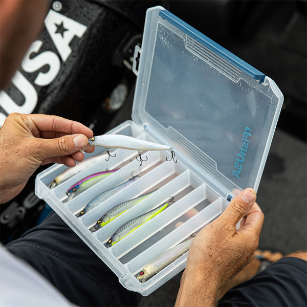 FishUSA Flagship Multi Purpose Lure Box open in use (baits not included)