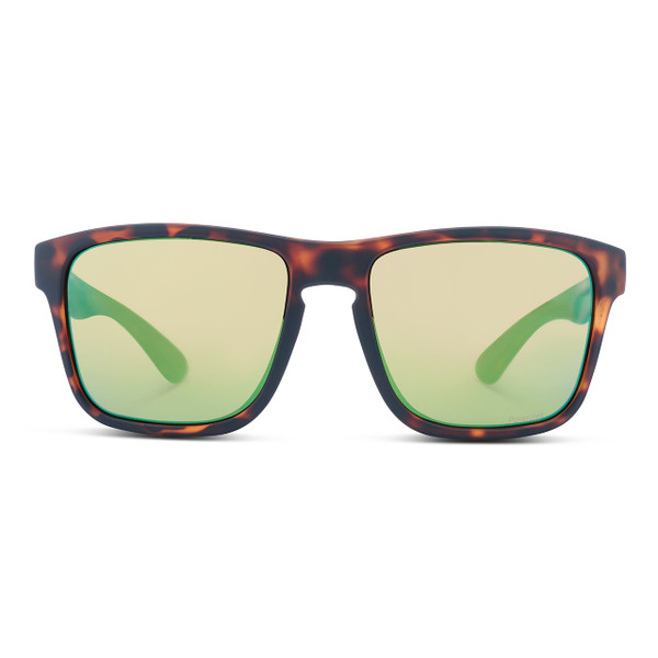 Optic Nerve Rumble Zaldaingerous Polarized Sunglasses color Tortoise - Amber Lens - Green Mirror front facing