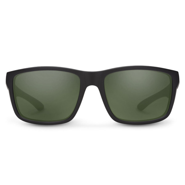 Suncloud Eyewear Mayor Polarized Sunglasses Matte Black - Polarized Gray Green front view