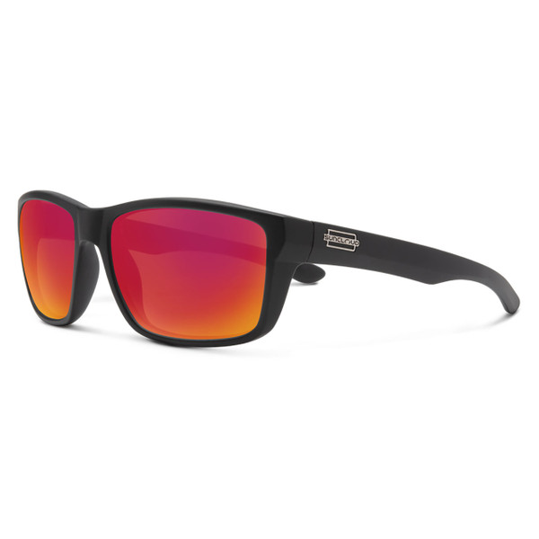 Suncloud Eyewear Mayor Polarized Sunglasses Matte Black - Polarized Red Mirror