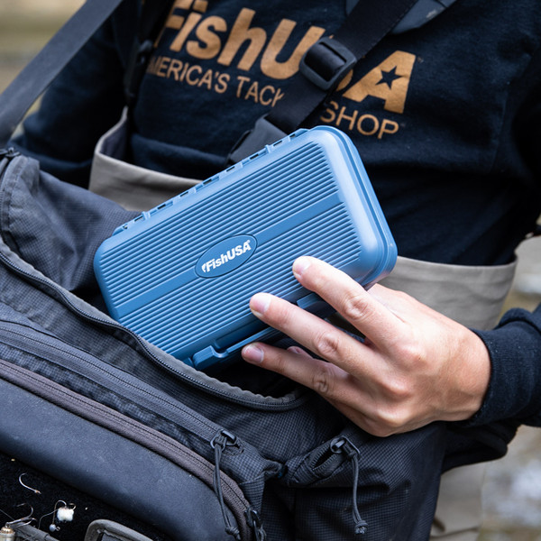 FishUSA Flagship Dual Compartment Utility Box closed in use