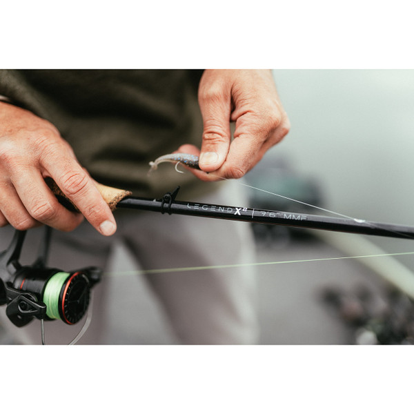 St. Croix Legend X2 Spinning Rod model LXTS76MMF held in hand with lure, reel and line not included
