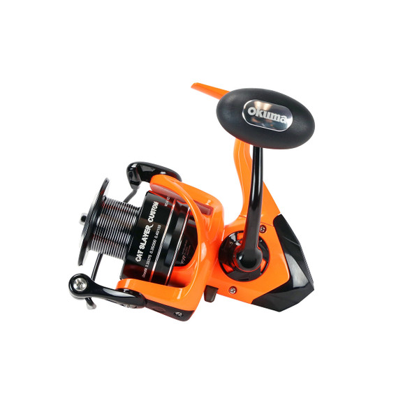 Okuma Cat Slayer Custom Spinning Reel model CSC-6000NO handle view