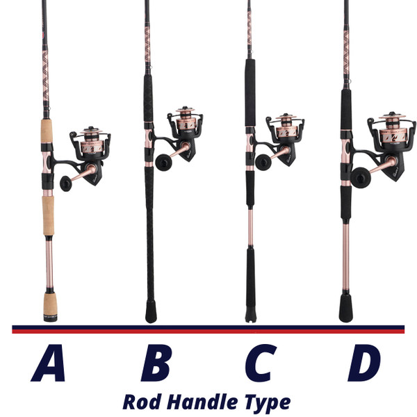 Penn Passion II Spinning Combo rod handle comparison chart 
