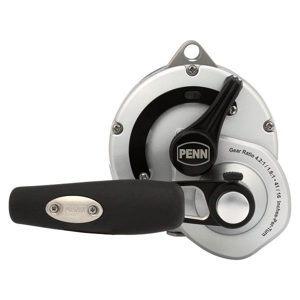 Penn Fathom II Lever Drag 2-Speed Conventional Reel model FTHII80LD2 right handed handle side of reel