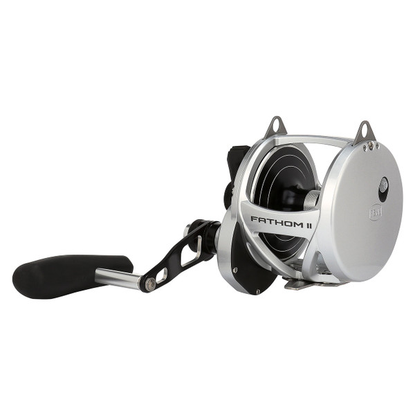 Penn Fathom II Lever Drag 2-Speed Conventional Reel model FTHII80LD2 opposite side of right handed reel