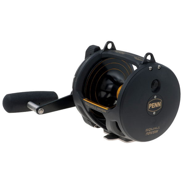 Penn Squall Lever Drag 2-Speed Conventional Reel model SQL50VSW opposite side of handle