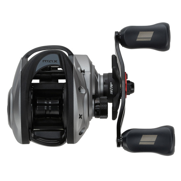 Abu Garcia Max X Low Profile Casting Reel right hand retrieve top view showing spool
