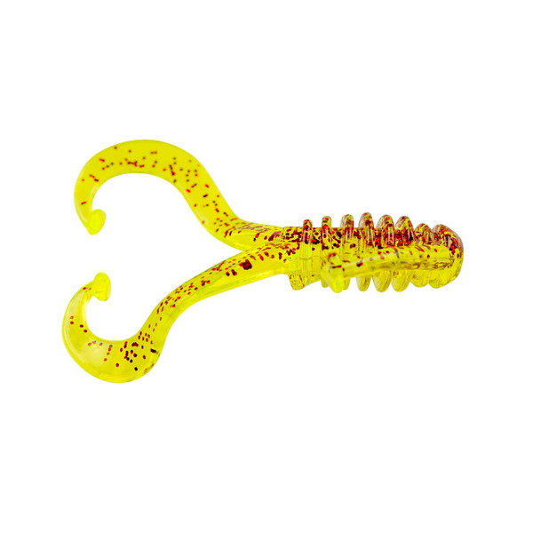 Bobby Garland Pile Diver Soft Bait color Chartreuse Red Glitter