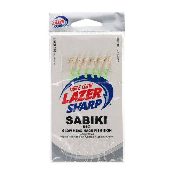 Eagle Claw Hage Fish Skin Sabiki Rig color Glow Head in package