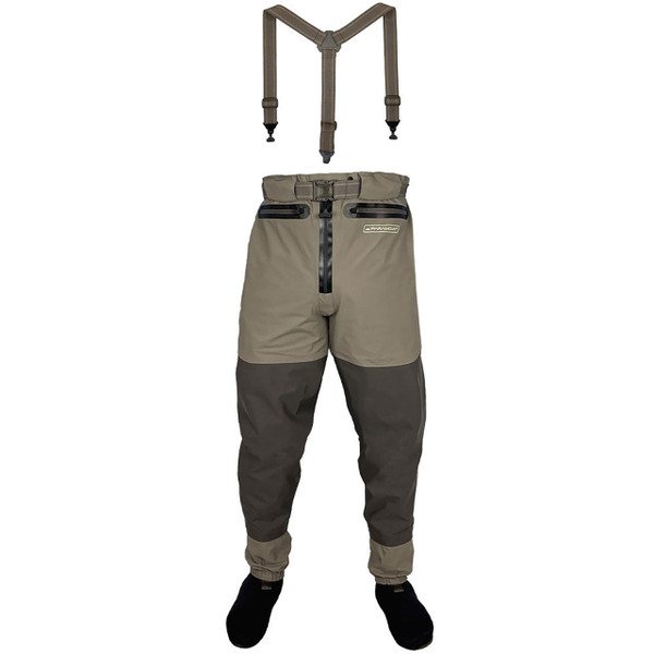 Paramount Outdoors Slate Z Zippered Breathable Wading Pants with included elastic suspenders 