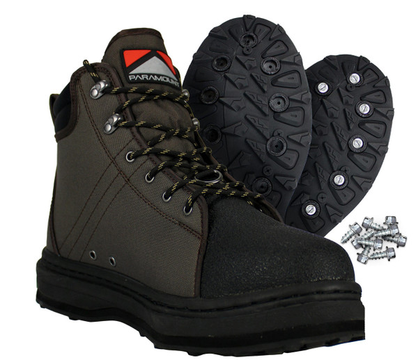 Paramount Outdoors Stonefly Wading Boots rubber soles with included studs 