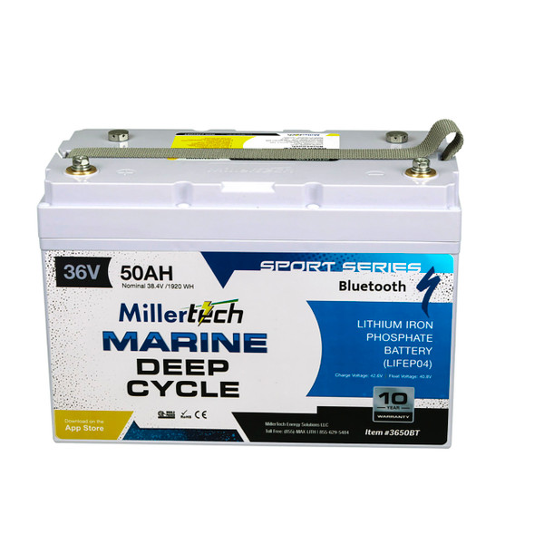 Millertech 36V 50AH Sport Series Lithium Battery with Bluetooth front 