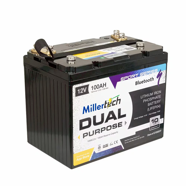 Millertech 12V 100 AH Dual Purpose Lithium Battery with Bluetooth