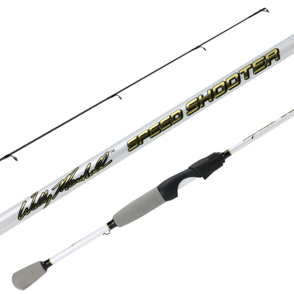 Lew's Wally Marshall Speed Shooter Spinning Rod tri pictures showing the guides, blank and handle