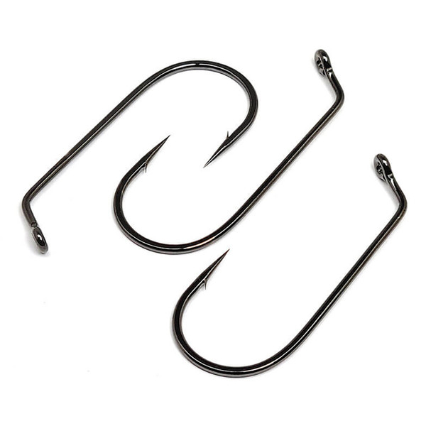 Gamakatsu Flat Eye Round Bend 60 Degree Jig Hook group of three hooks showing hook barb and shape 25 hooks per pack