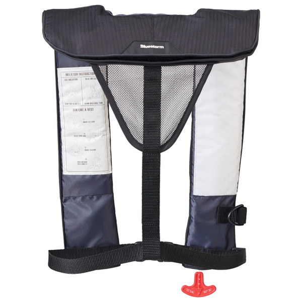 Bluestorm Cirrus26 Automatic/Manual Inflatable Life Vest back of color Apex Black