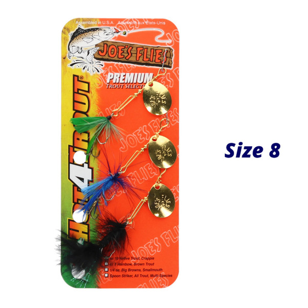 Joe's Flies Short Striker Spinner Multi-Pack size 8 with text
