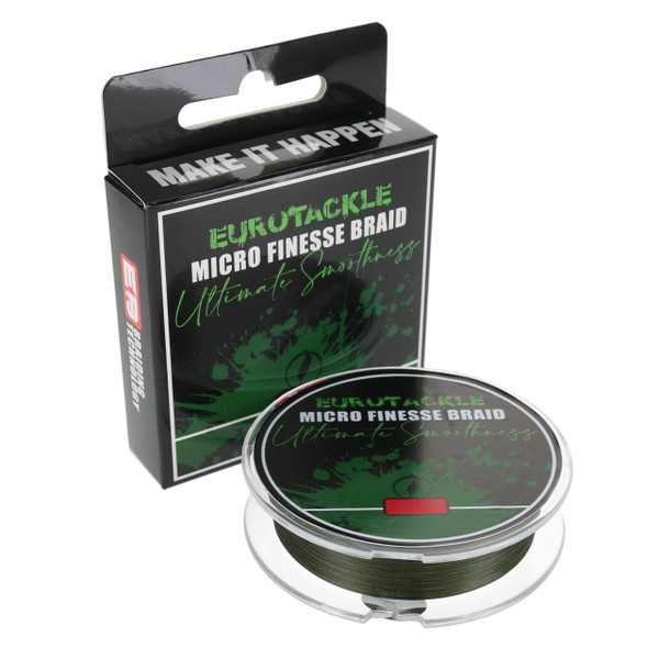 Eurotackle Micro Finesse Ultimate Smoothness Braid color Moss Green with packaging 
