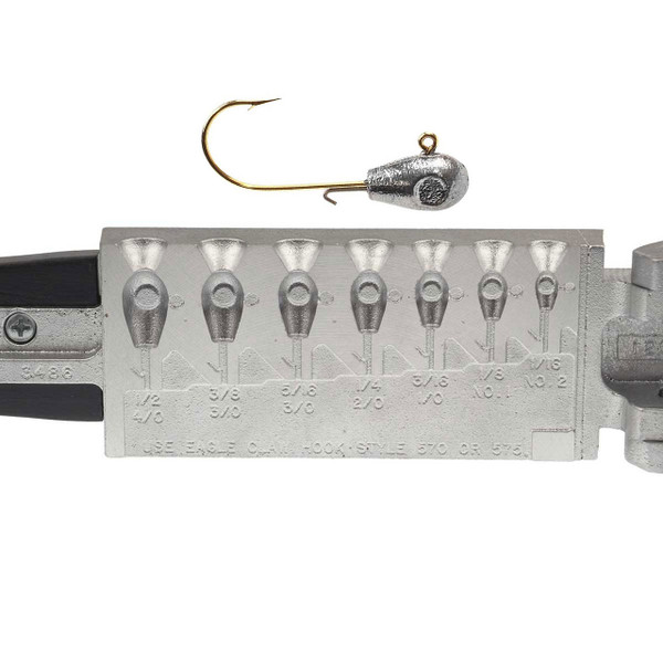 Do-It Teardrop with Wire Keeper Jig Mold for sizes 1/16, 1/8, 3/16, 1/4, 5/16, 3/8, & 1/2 oz. jig is for display purposes only