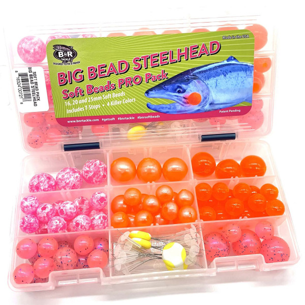 BnR Tackle Soft Beads Big Bead Steelhead Pro Pack in reusable tackle box