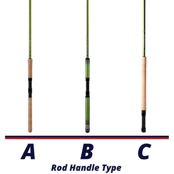 ACC Crappie Jiggin' Stix rod handle chart with handle A B and C