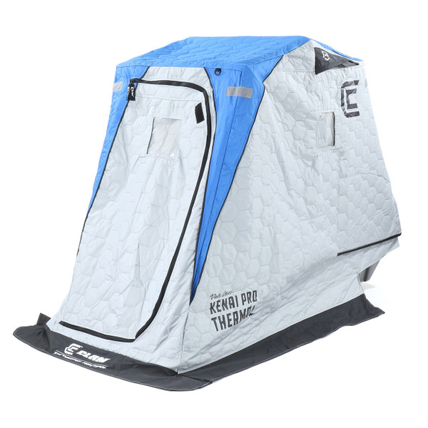 Clam Kenai Pro Thermal Ice Shelter side front view angle of shelter