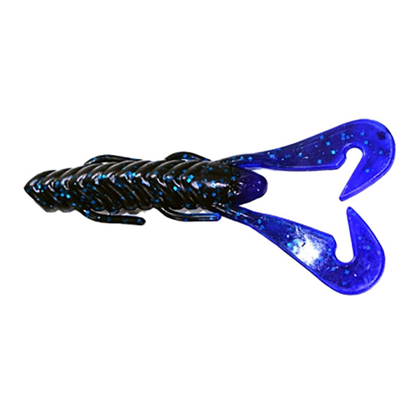 Gambler Lures Burner Craw Soft Bait color Black-Blue - Blue Tip