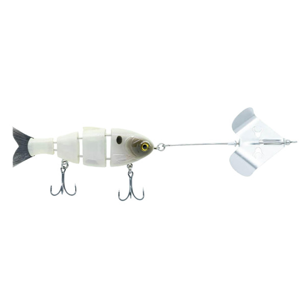 Bucca Brand Buzzing Baby Bull Shad Topwater Bait color Pearl Silver