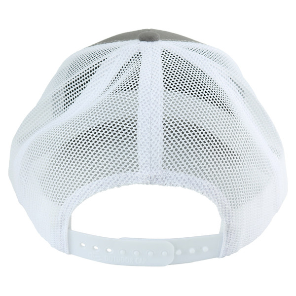 FishUSA Riverhide Trucker Hat back showing grey panels and white mesh