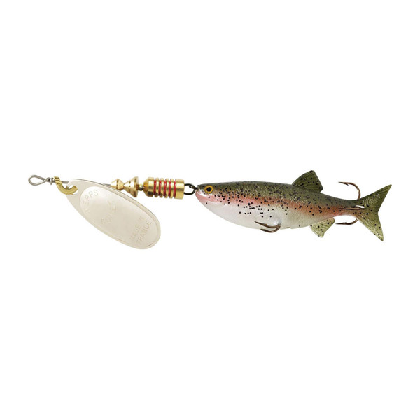Mepps Comet Mino color Rainbow Trout with silver blade