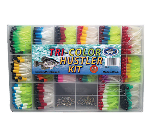 Southern Pro Tri-Color Hustler Kit 180 piece kit in a clear Plano tackle box