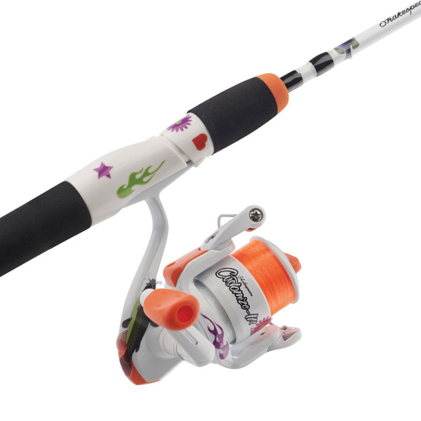 Shakespeare Customize-It Spinning Combo close up of reel showing it customized with included stickers