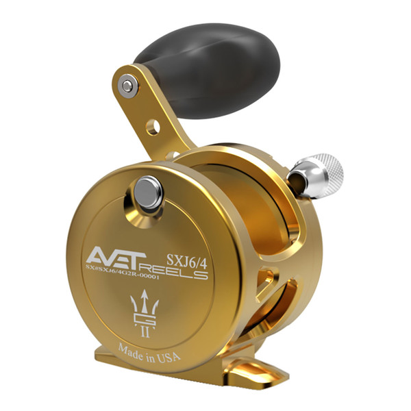 Avet SXJ G2 Two-Speed Lever Drag Conventional Reel color Gold right hand without Glide Plate