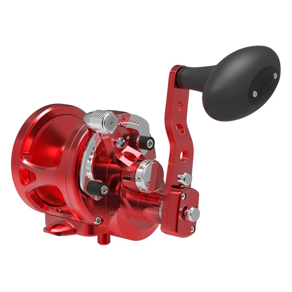 Avet MXJ MC G2 Two-Speed Lever Drag Conventional Reel color Red right hand with Glide Plate