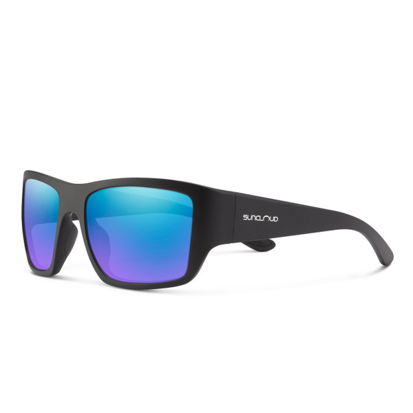 Suncloud Eyewear Sculpin Polarized Sunglasses Matte Black - Polarized Blue Mirror
