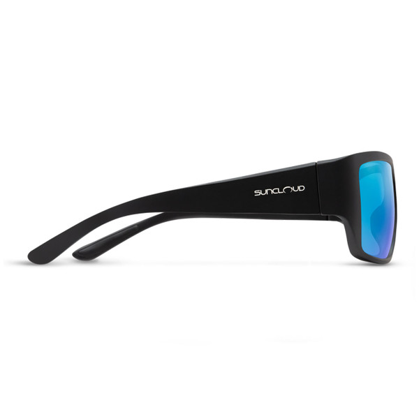 Suncloud Eyewear Sculpin Polarized Sunglasses Matte Black - Polarized Blue Mirror side view