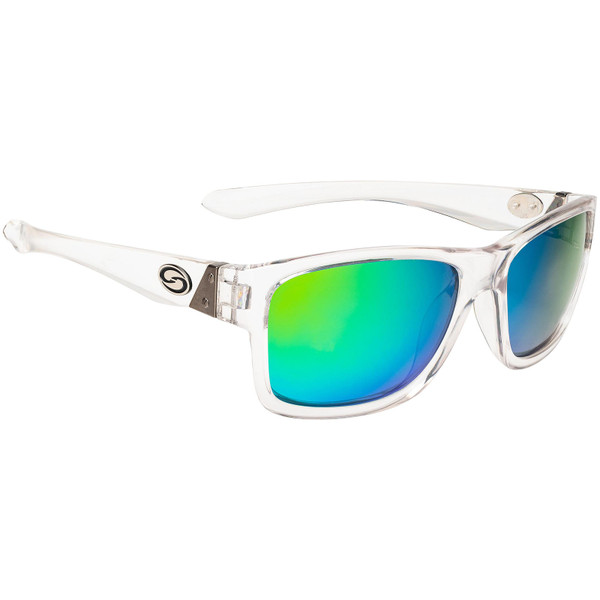 Strike King SK Plus Polarized Sunglasses SG-SKP461 Platte - Shiny Crystal/Green Mirror