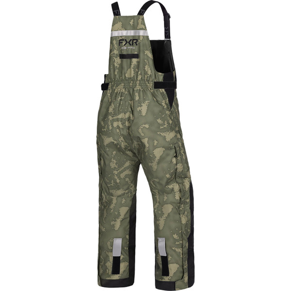 FXR Men's Excursion FX Bibs color Black-Moss back view