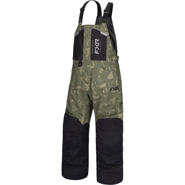 FXR Men's Excursion FX Bibs color Black-Moss