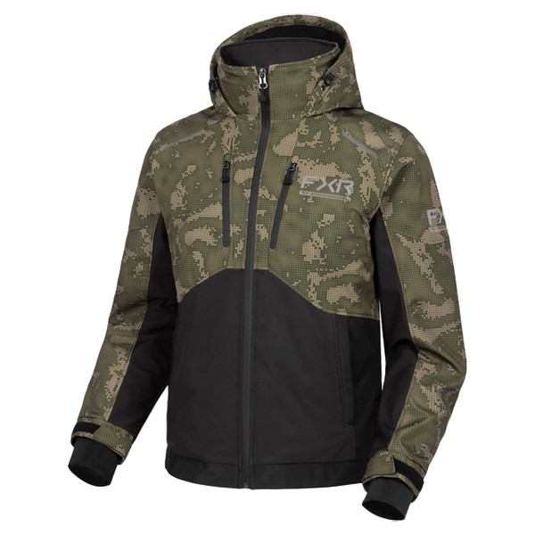 FXR Men's Evolution FX Tech Shell Jacket color Black-Moss front