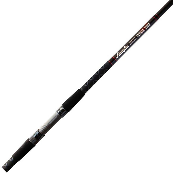 Lamiglas Insane Surf Casting Rod close up of blank and X Flock handle