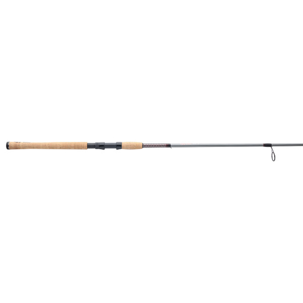 Shakespeare Ugly Stik Elite Salmon & Steelhead Spinning Rod handle A model USELSSP862M showing premium cork grips and first guide