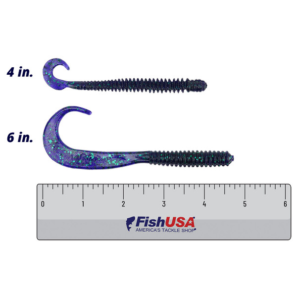 Zoom Dead Ringer Finesse Worm color Junebug over a FishUSA 6 inch ruler