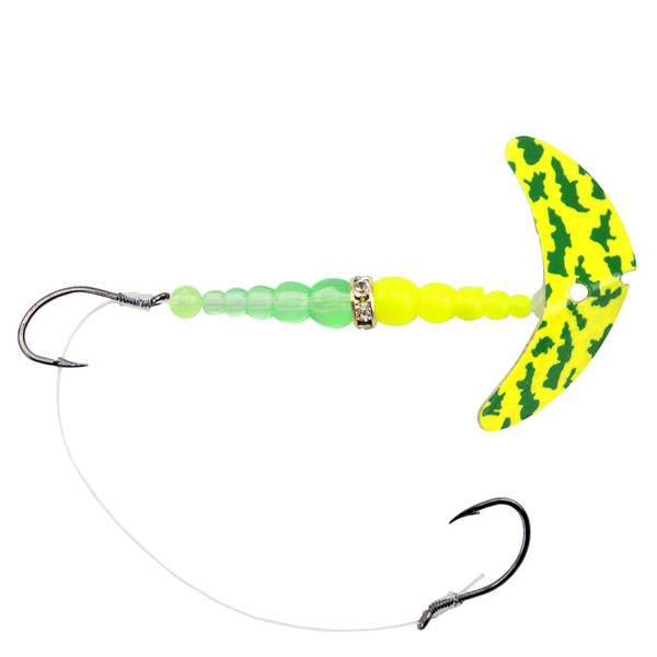 Mack's Smile Blade Double Whammy Walleye Rig color Chartreuse Green Tiger
